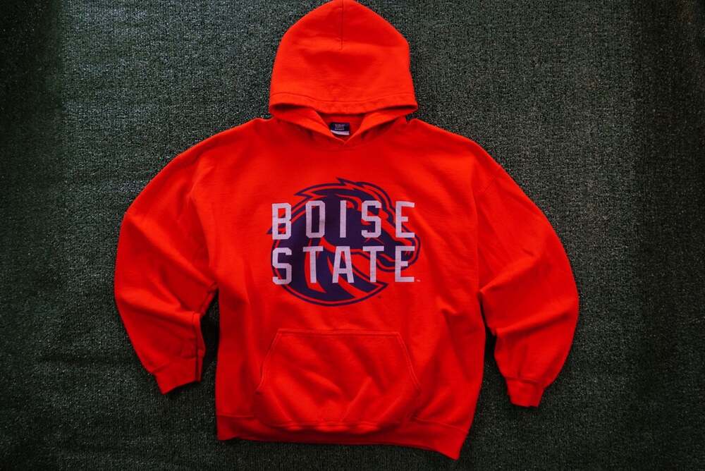 Vintage Boise State Broncos Orange Graphic Pullover Hoodie Sweatshirt XL
